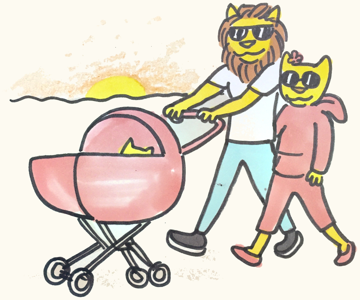 Illustration for tip 4: Take a sunset stroll together.